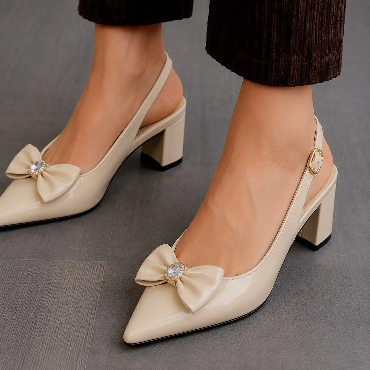 Slingback Block - Cream