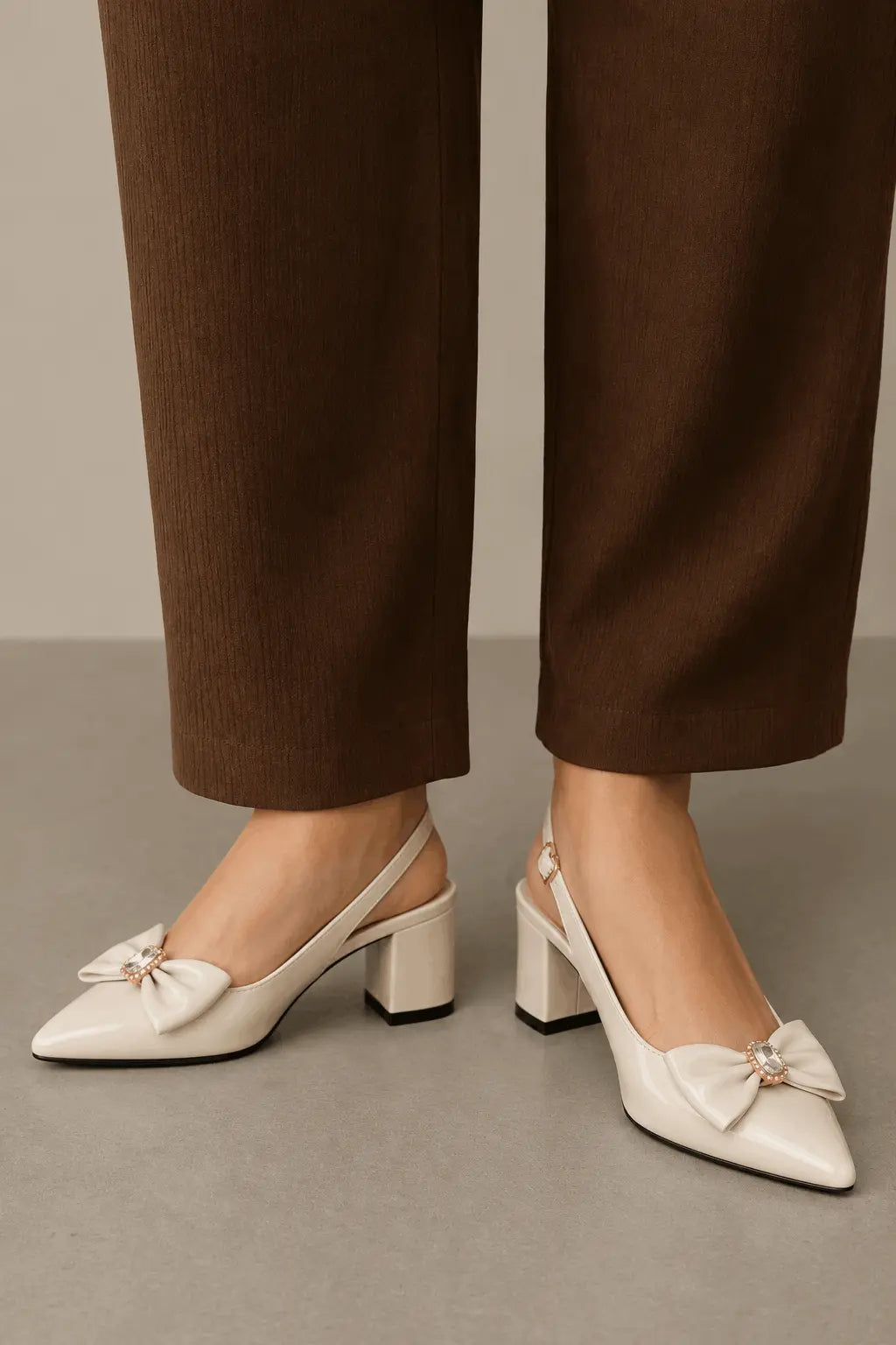 Slingback Block - Cream