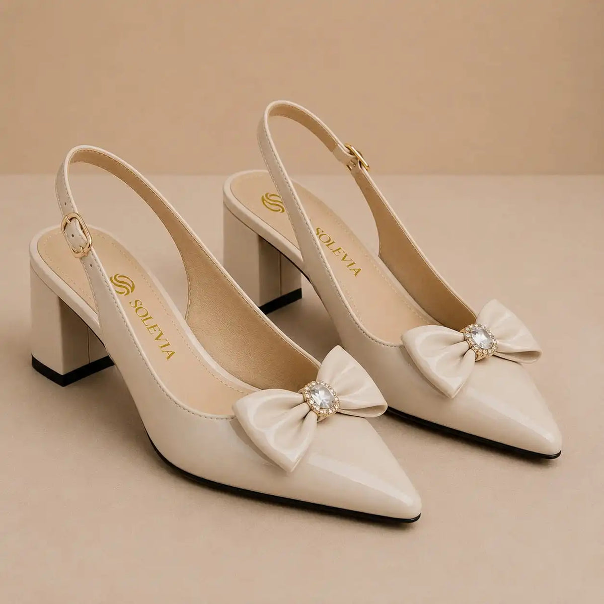 Slingback Block - Cream