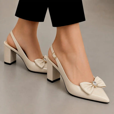 Slingback Block - Cream