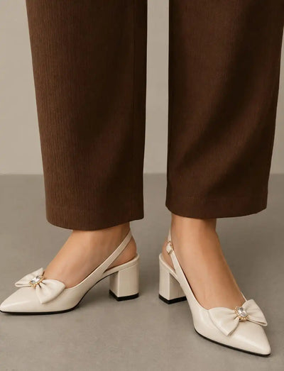 Slingback Block - Cream