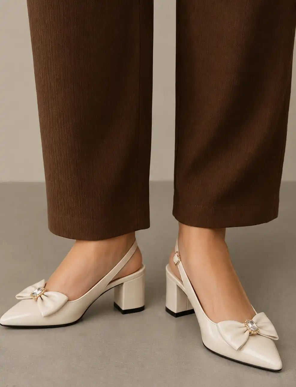 Slingback Block - Cream